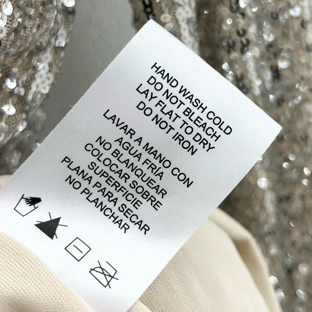 GB Girls Sparkle Sequin Long Sleeve Champagne Party Dress- Small - Picture 7 of 7